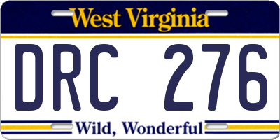 WV license plate DRC276