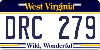 WV license plate DRC279