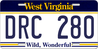 WV license plate DRC280