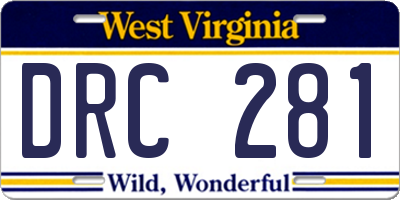 WV license plate DRC281