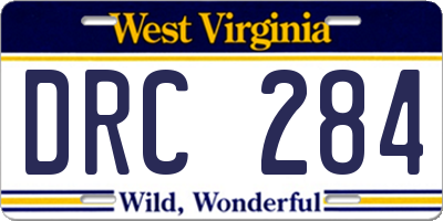 WV license plate DRC284