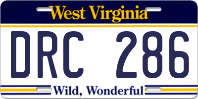 WV license plate DRC286
