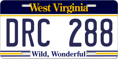 WV license plate DRC288