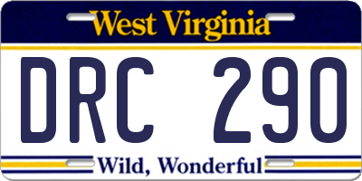 WV license plate DRC290