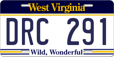 WV license plate DRC291
