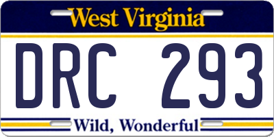 WV license plate DRC293