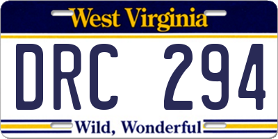 WV license plate DRC294