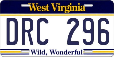 WV license plate DRC296