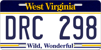 WV license plate DRC298