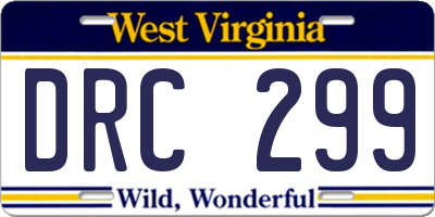 WV license plate DRC299