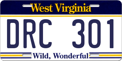 WV license plate DRC301