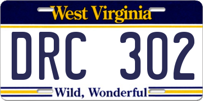 WV license plate DRC302