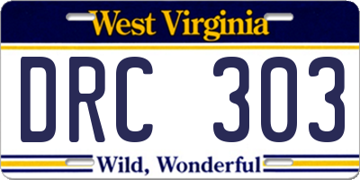 WV license plate DRC303