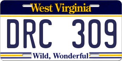 WV license plate DRC309