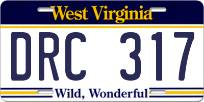 WV license plate DRC317