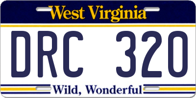 WV license plate DRC320