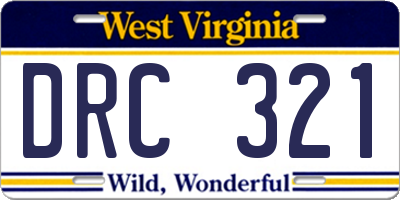 WV license plate DRC321