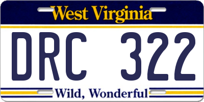 WV license plate DRC322
