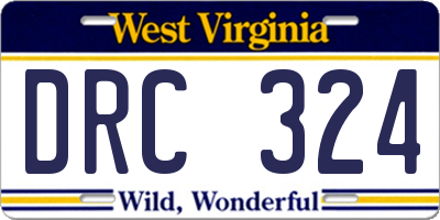 WV license plate DRC324