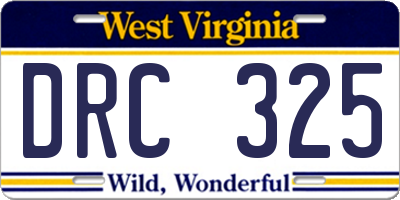 WV license plate DRC325