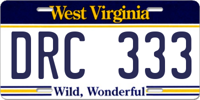 WV license plate DRC333