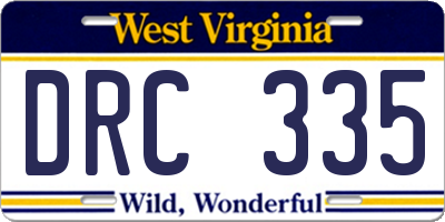 WV license plate DRC335