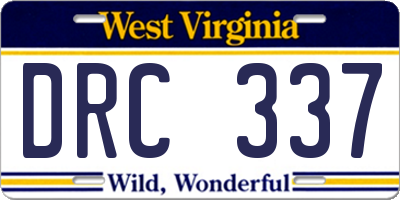 WV license plate DRC337