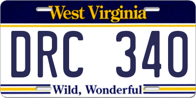 WV license plate DRC340