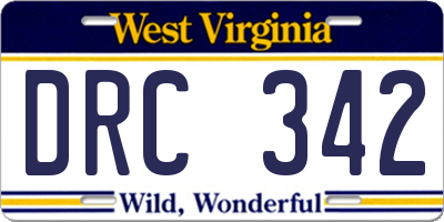 WV license plate DRC342