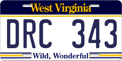 WV license plate DRC343