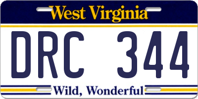 WV license plate DRC344