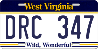WV license plate DRC347