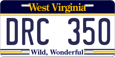 WV license plate DRC350