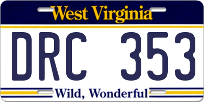 WV license plate DRC353