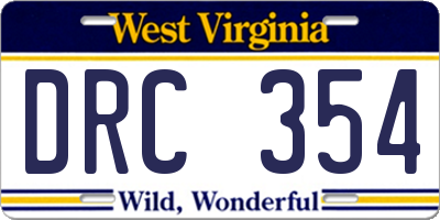 WV license plate DRC354