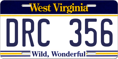 WV license plate DRC356