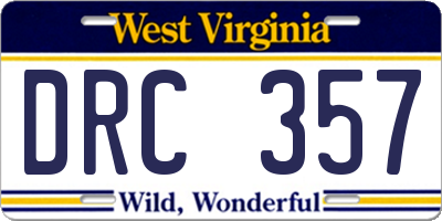 WV license plate DRC357