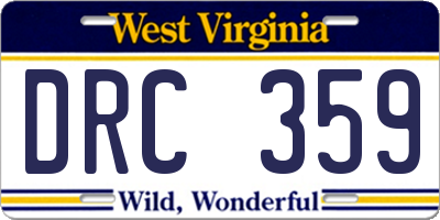 WV license plate DRC359
