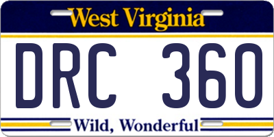 WV license plate DRC360