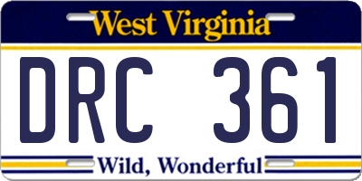WV license plate DRC361