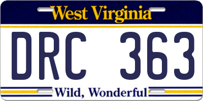 WV license plate DRC363