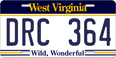WV license plate DRC364