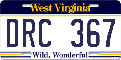 WV license plate DRC367