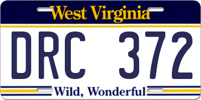 WV license plate DRC372