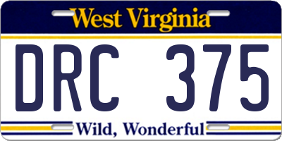 WV license plate DRC375