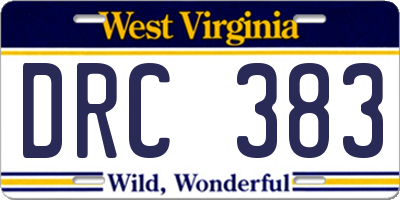 WV license plate DRC383