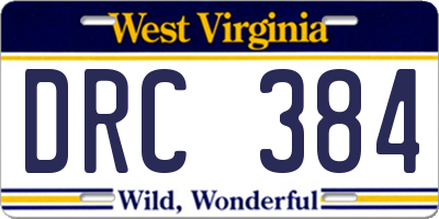 WV license plate DRC384