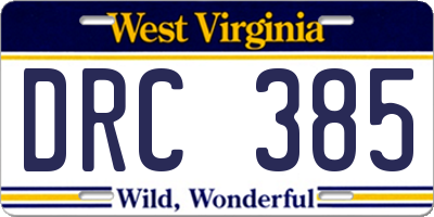 WV license plate DRC385