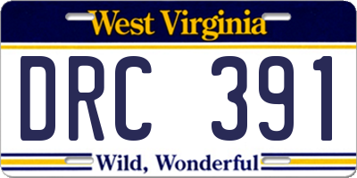 WV license plate DRC391