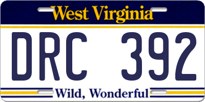 WV license plate DRC392